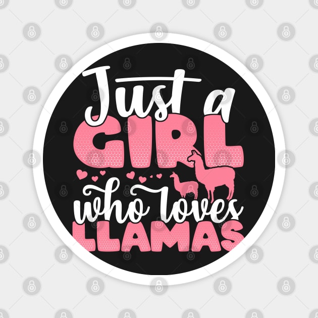 Just a Girl who Loves Llamas Funny llama Farmer Gift print Magnet by theodoros20